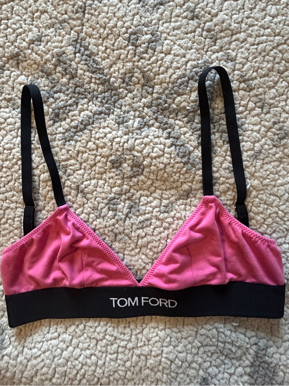 NEW TOM FORD Modal Signature Triangle Bra (Rosebloom) Pink & Black Bralette - Picture 11 of 14